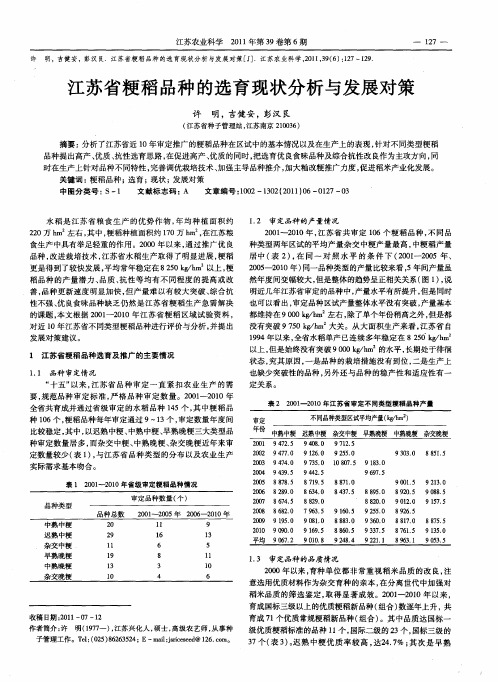 江苏省粳稻品种的选育现状分析与发展对策