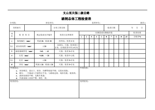 涵洞 公路工程范表