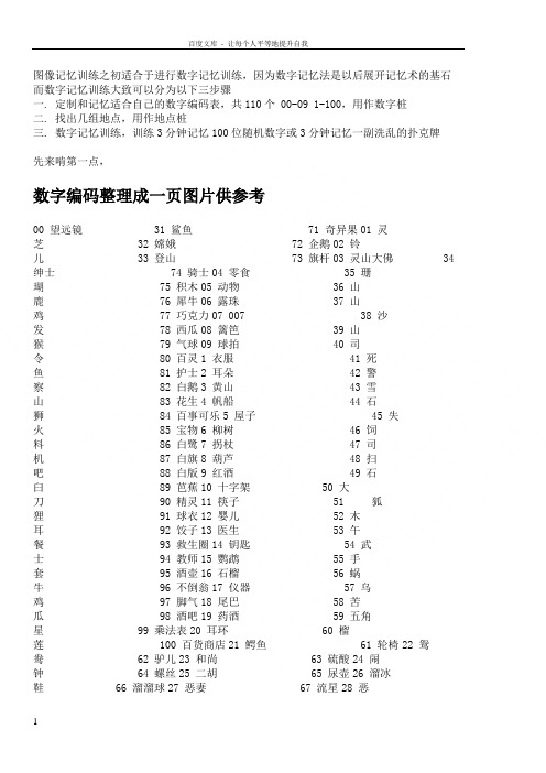 向记忆术进攻之110数字编码表记忆编码110数字