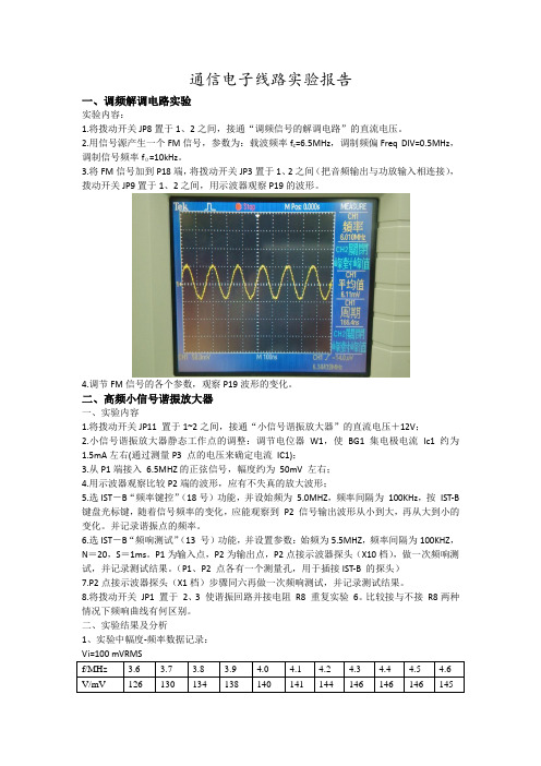 通信电子线路实验报告