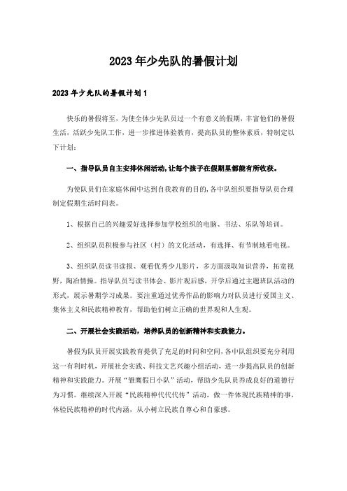 2023年少先队的暑假计划