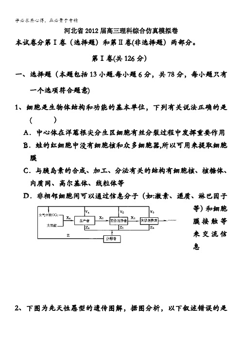 河北省2012届高三仿真模拟卷理科综合试题