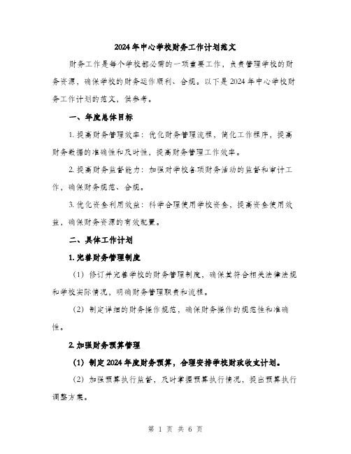 2024年中心学校财务工作计划范文(二篇)