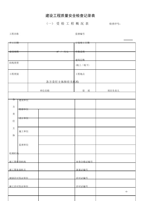 建设工程质量安全检查记录表