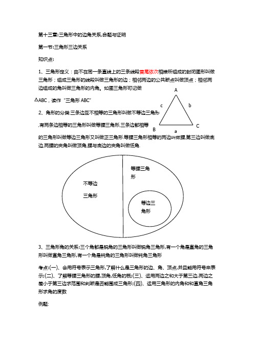 三角形中边角关系,命题与证明专项复习(附带知识点练习)