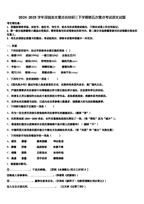 2024-2025学年深圳龙文重点名校初三下学期第五次重点考试语文试题含解析