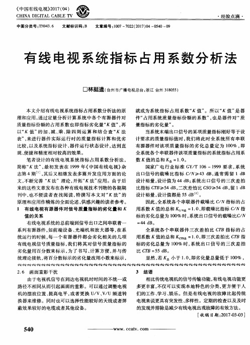 有线电视系统指标占用系数分析法