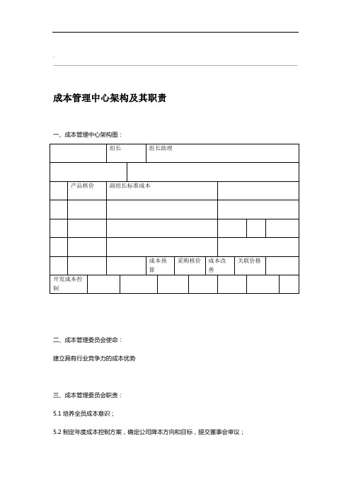 制造业成本中心架构及职责