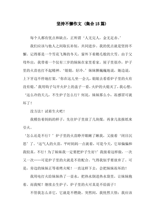 坚持不懈作文 (集合15篇)精选