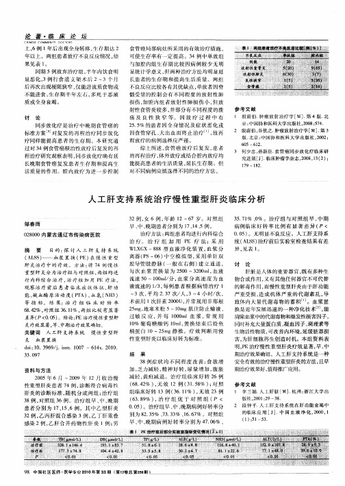 人工肝支持系统治疗慢性重型肝炎临床分析