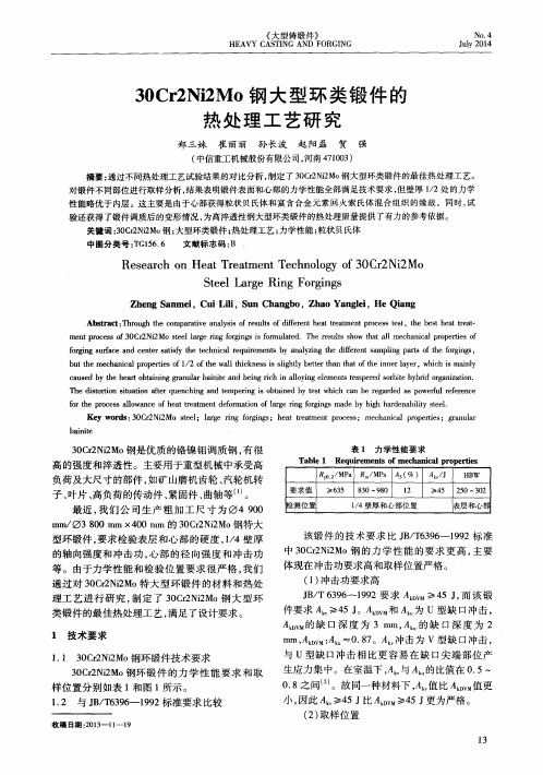 30Cr2Ni2Mo钢大型环类锻件的热处理工艺研究