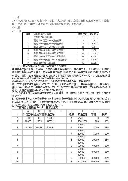 用Excel计算个人所得税的四套方案