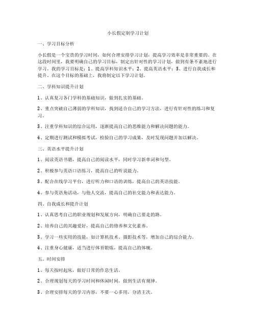 小长假定制学习计划