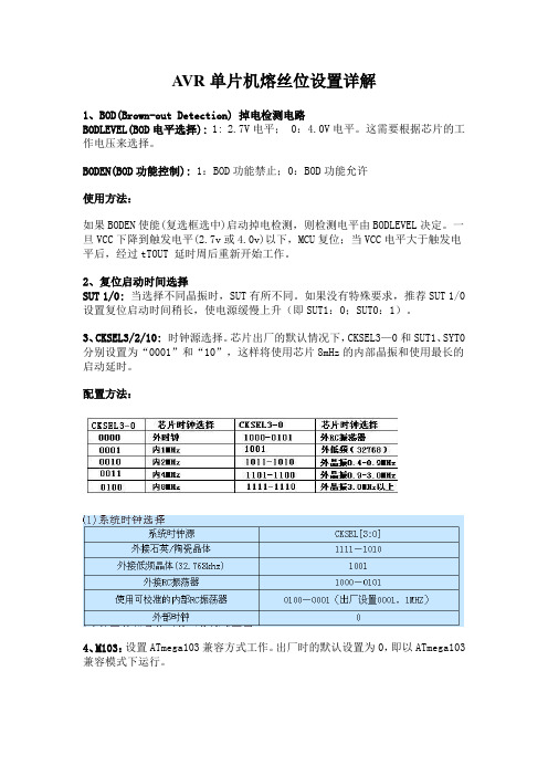 AVR单片机熔丝位设置详解