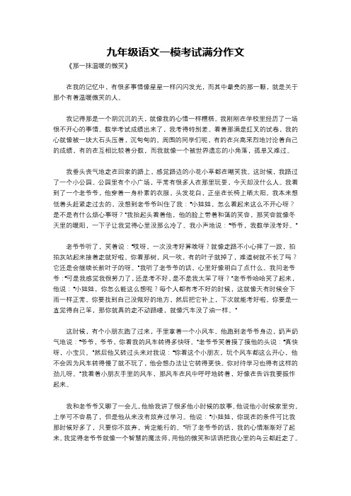 九年级语文一模考试满分作文