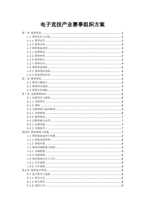 电子竞技产业赛事组织方案