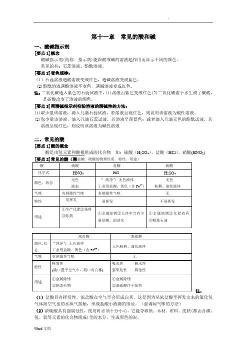 常见的酸和碱知识点