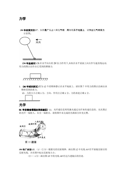 2006年 中考试题汇编(作图题)含答案