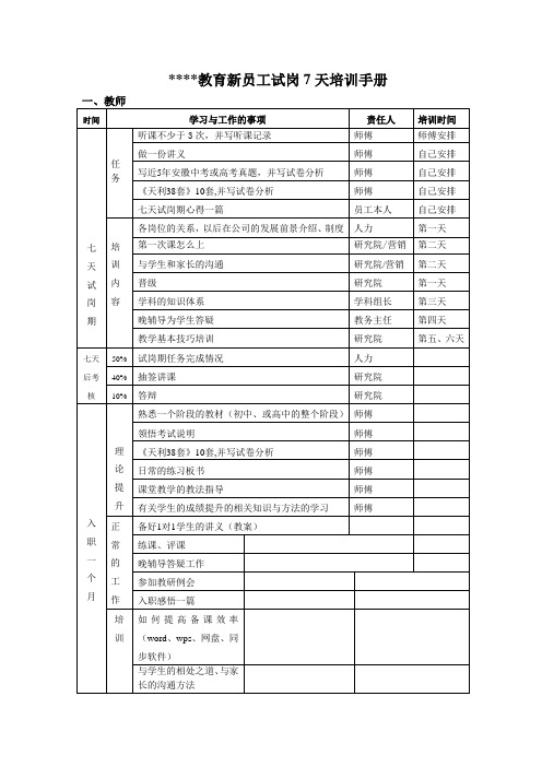 新员工入职培训手册-教育培训公司