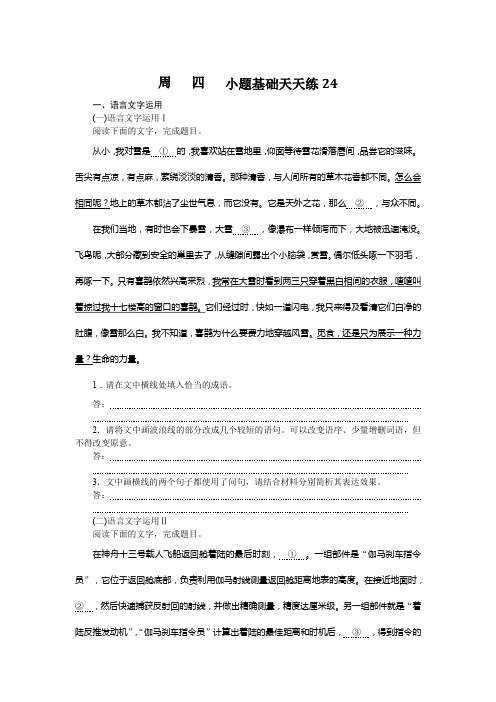 备战高考 高中语文新教材 试卷习题 小题基础天天练24