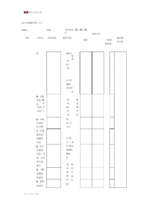 【精选表格】幼儿发展测评表(上)