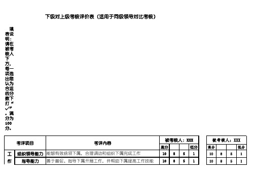 下级对上级考核评价表