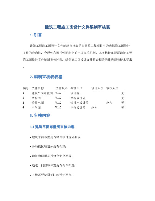 建筑工程施工图设计文件编制审核表(1范本)