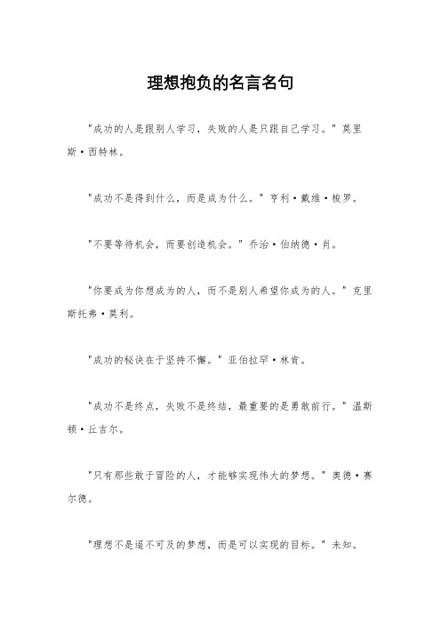 理想抱负的名言名句