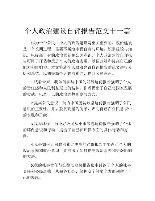 个人政治建设自评报告范文十一篇