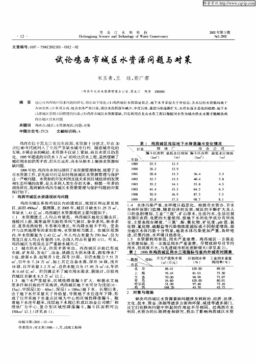 试论鸡西市城区水资源问题与对策