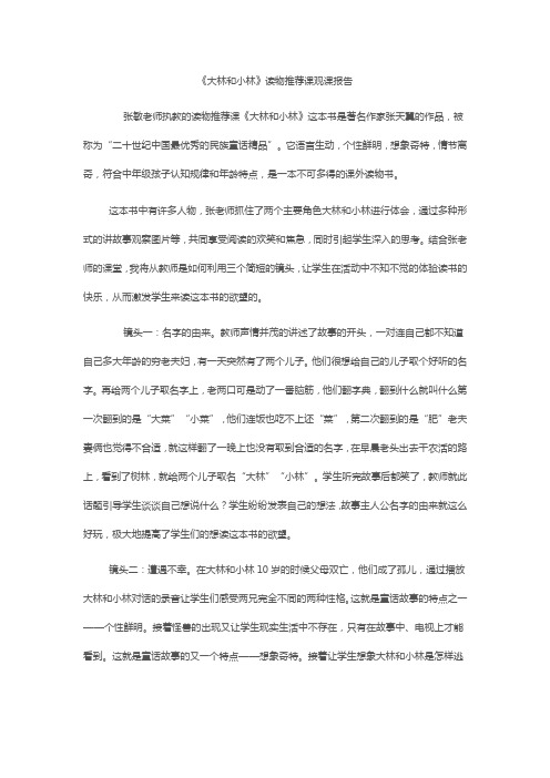 《大林和小林》读物推荐课观课报告