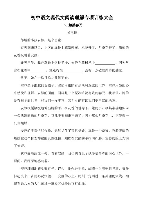 初中语文现代文阅读理解专项训练大全