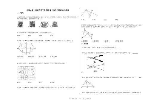 北师大版七年级数学下册_第五章生活中的轴对称_检测卷