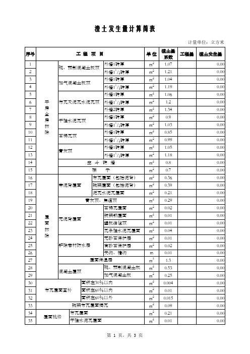 渣土发生量计算表