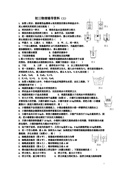 初三资料3--浮力培优