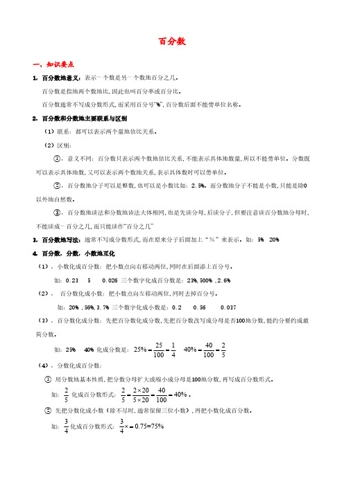 六年级上册数学《百分数》百分数-知识点整理