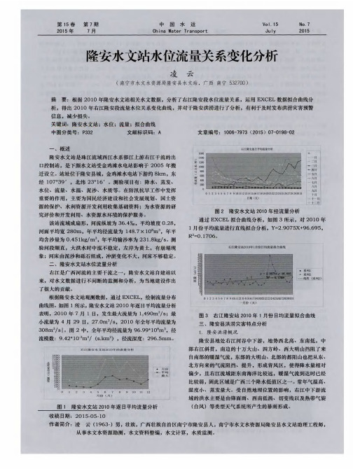 隆安水文站水位流量关系变化分析