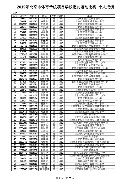 2019传统项校  个人成绩