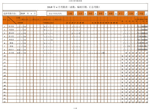 人事月度考勤表格
