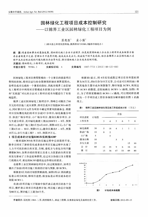 园林绿化工程项目成本控制研究——以锦界工业区园林绿化工程项目为例