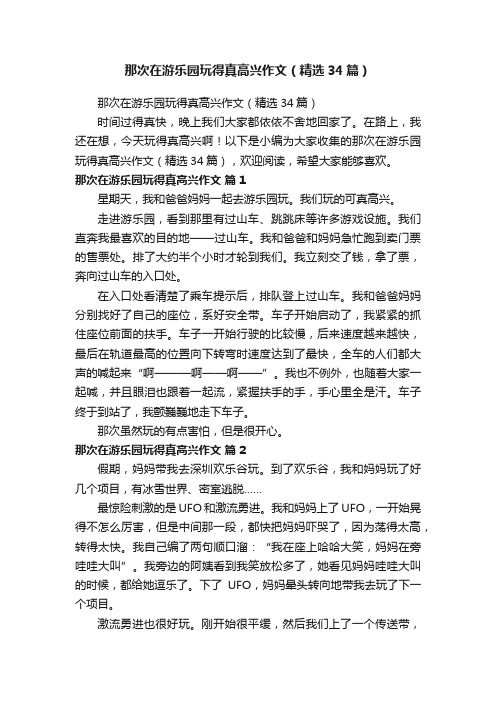 那次在游乐园玩得真高兴作文（精选34篇）