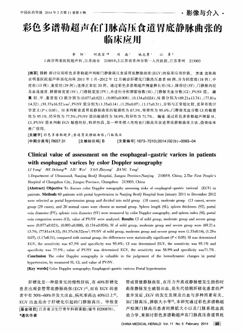 彩色多谱勒超声在门脉高压食道胃底静脉曲张的临床应用