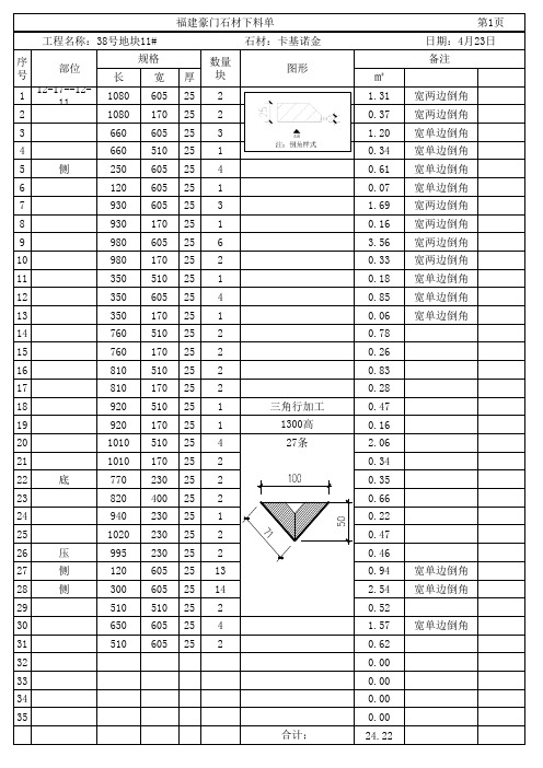 幕墙下料单