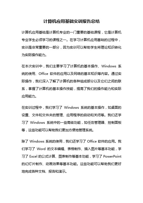 计算机应用基础实训报告总结