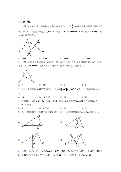 成都市树德实验中学八年级数学上册第十三章《轴对称》经典测试题(答案解析)