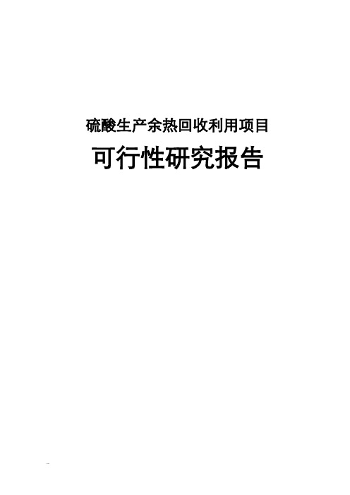 硫酸生产余热回收利用可行性研究报告