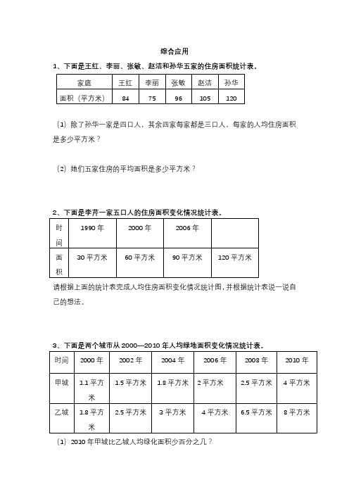 北师大版六年级数学下册总复习专题综合应用含答案