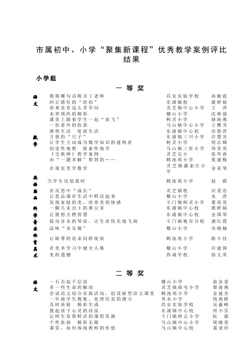 市属初中小学聚集新课程优秀教学案例评比结