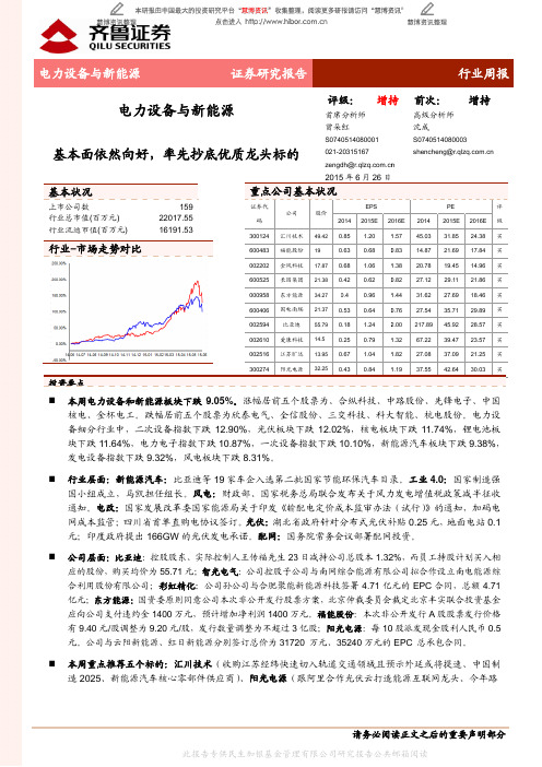 电力：率先抄底优质龙头标的