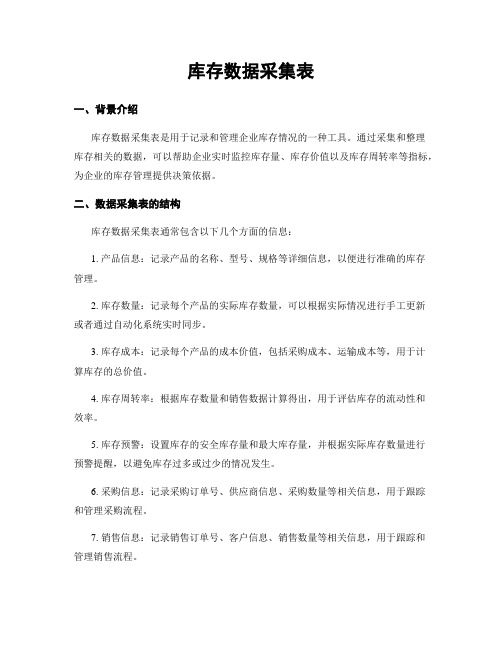 库存数据采集表